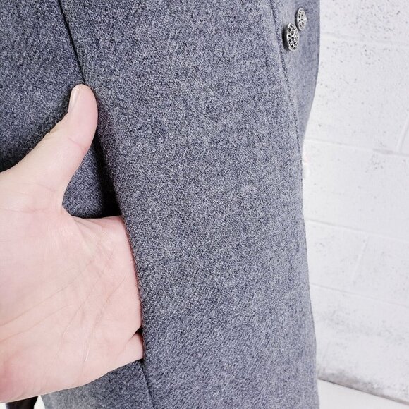 Vintage Curly Lamb Fur Wool Coat Double Breasted Knee Length Coat Gray  Medium - Picture 16 of 16